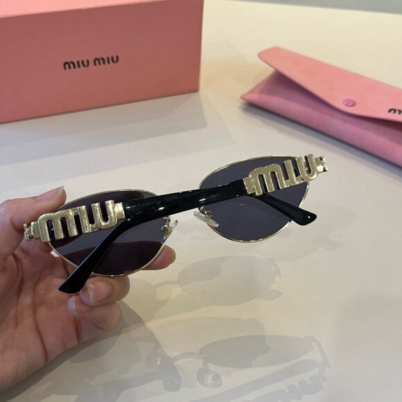 Miu Miu Gold Metal Frame Black Sunglasses main image 4